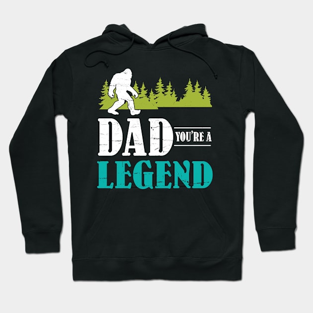 Dad Bigfoot You're A Legend Happy Father Parent Summer Independence Summer Day Vintage Retro Hoodie by DainaMotteut